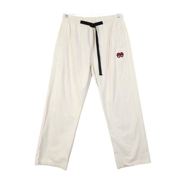 Krooked Eyes Mens Ripstop Elastic Waist Pant Size Large Skater Straight Leg Belt - Picture 1 of 12